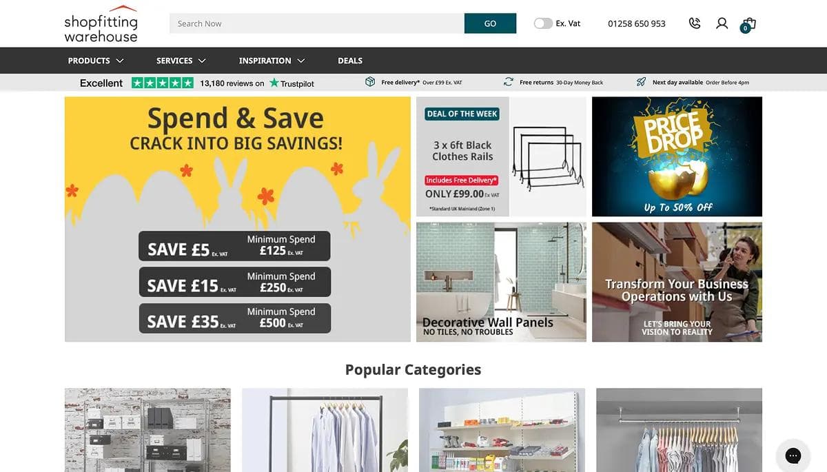 Shopfitting Warehouse BigCommerce website