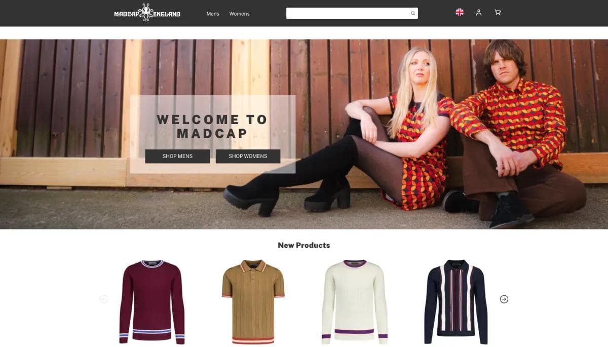 Madcap England Retro Clothing website on BigCommerce