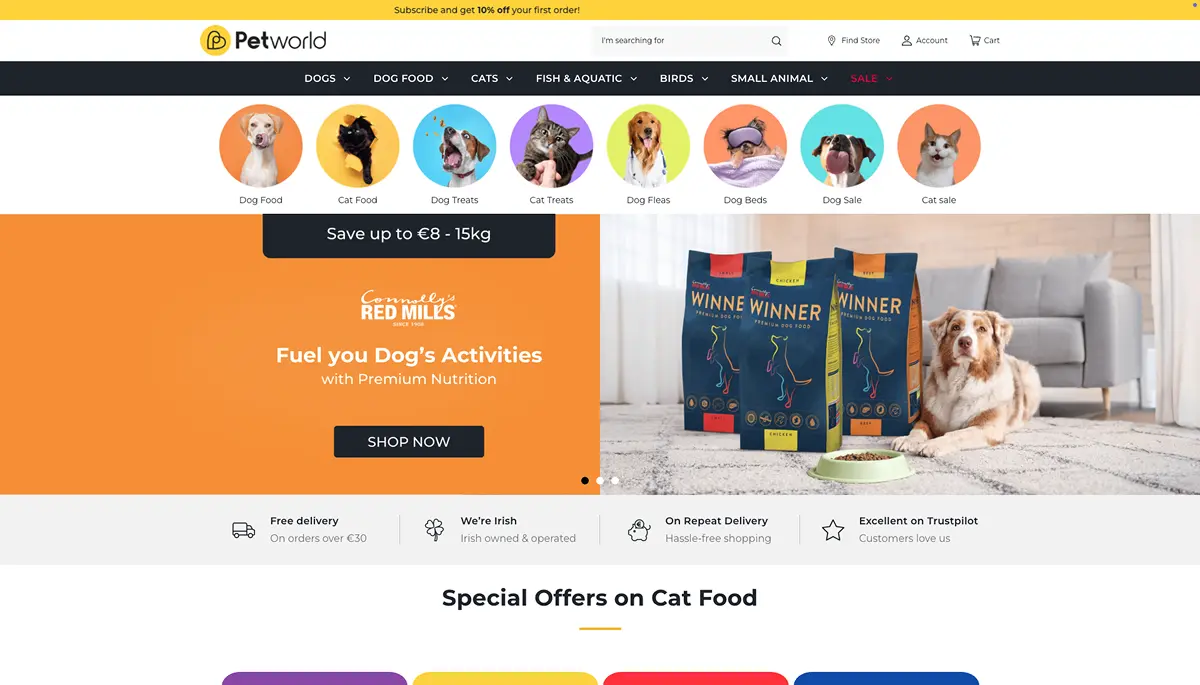 Petworld Direct ecommerce case study - Vibrant ecommerce platform for a leading pet food supplies r...